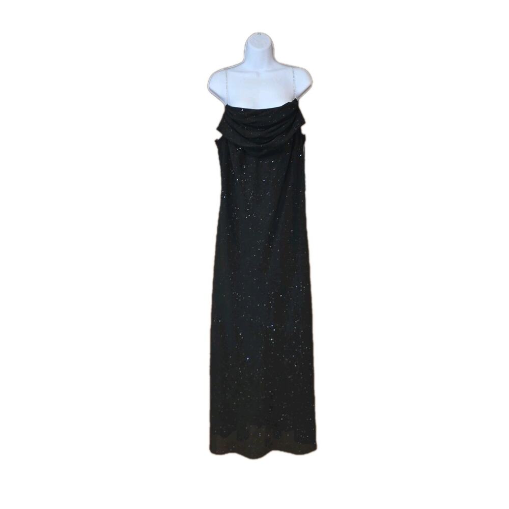 Vintage EUC Onyx Nite Black Shimmer Dress Sz 18